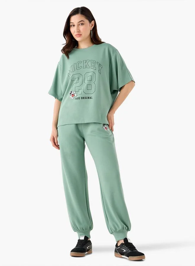 SP Characters T-shirt with Mickey Mouse Print with Applique Detail
